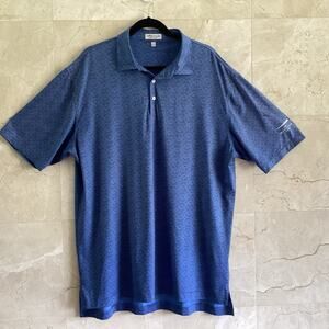 Peter Millar Men’s Polo Shirt Large Blue, Summer Comfort, Skulls AOP Golf Preppy